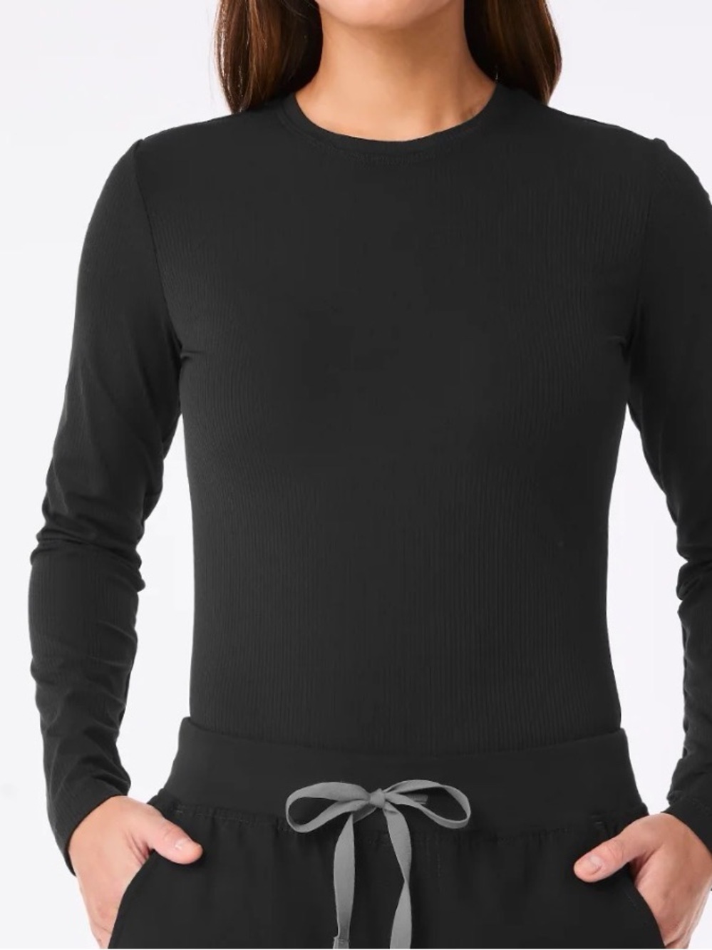 FIGS Black Palmer Ribbed Long-Sleeved Underscrub - Picture 4 of 4
